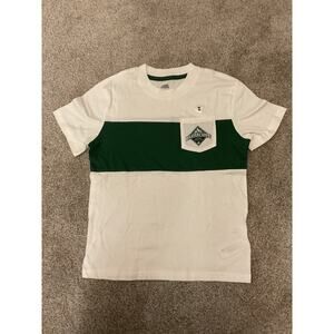 NWOT Roots Kids Beaver Canoe Color Block 100% Organic Cotton tee, M (7/8 yrs)